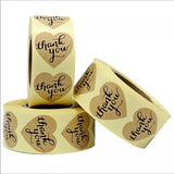 Brand New "Thank you" 😊 Heart-Shaped‎ ❤️ Self-Adhesive Kraft Stickers