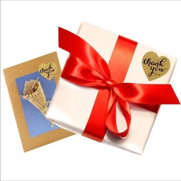 Brand New "Thank you" 😊 Heart-Shaped‎ ❤️ Self-Adhesive Kraft Stickers