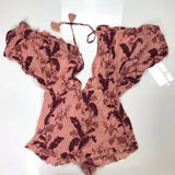 Topshop Cold Shoulder Pink Printed Playsuit Jumper Size Large.‎ Women's Fashion