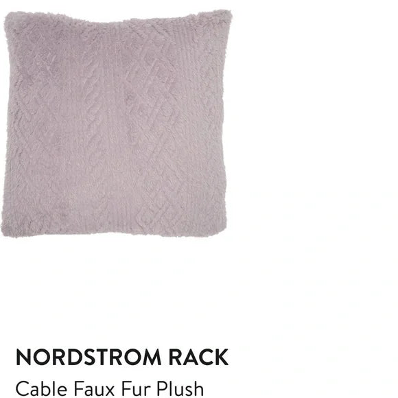 New Nordstrom Rack cable faux fur plush‎ throw pillow pink home decor