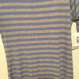 NWT LulaRoe Julia Grey with Light Blue Striped Pattern‎ Dress. Size Medium