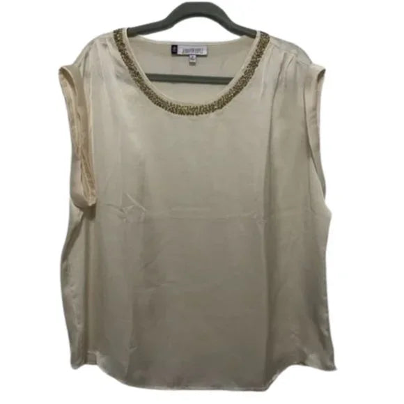 New Jennifer‎ Lopez Cream Sleeveless Blouse Top. Size XL. Soft Silky Like