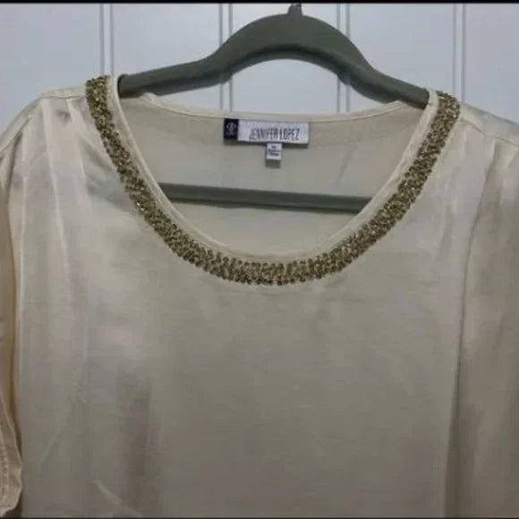 New Jennifer‎ Lopez Cream Sleeveless Blouse Top. Size XL. Soft Silky Like