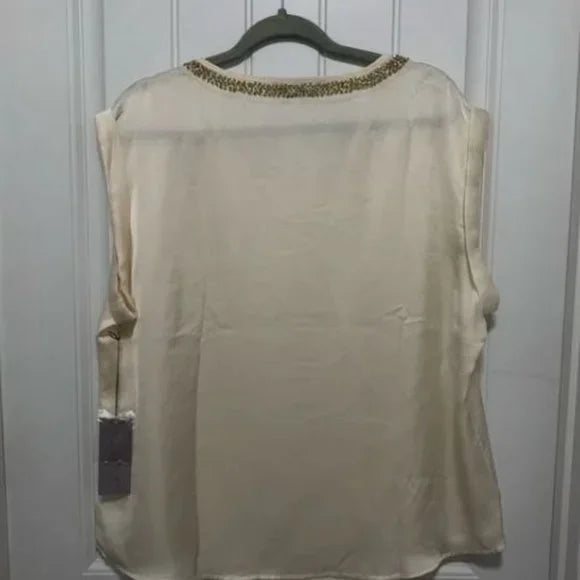 New Jennifer‎ Lopez Cream Sleeveless Blouse Top. Size XL. Soft Silky Like