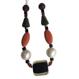 New Beverly Hills Colorful Orange White Beaded Necklace.‎ Women's Fashion