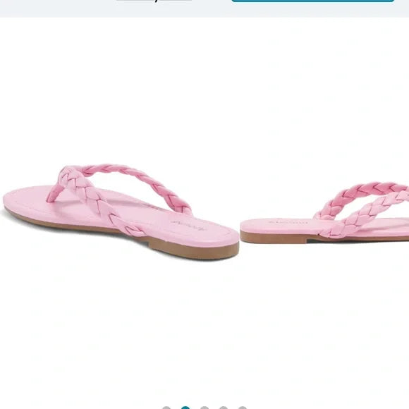 50 % OFF NWT Abound Frannie Braided Thong Pink Sandal‎ Slippers. Size 8M. Women's Fashion.