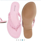 50 % OFF NWT Abound Frannie Braided Thong Pink Sandal‎ Slippers. Size 8M. Women's Fashion.