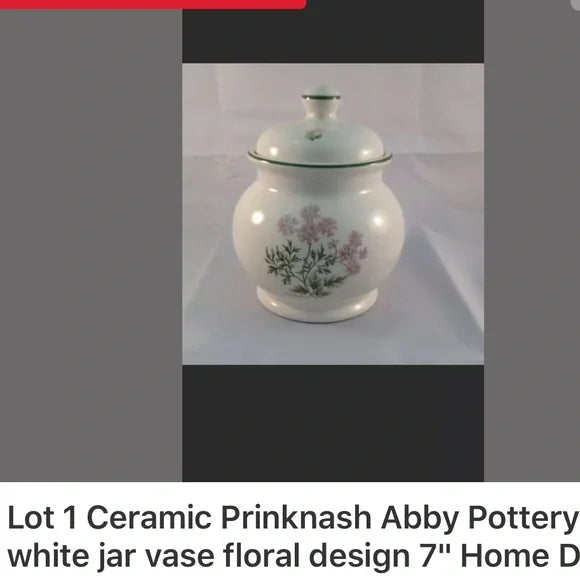 Ceramic‎ Prinknash Abby Pottery White Jar Vase Pottery Flora Design