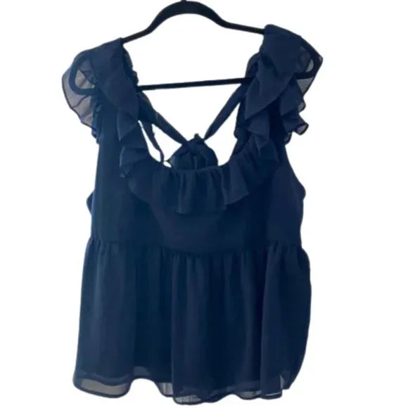 NWT Banana Republic Women's Navy Blue Sleeveless Flowy Blouse, Size XL. Women's Fashion