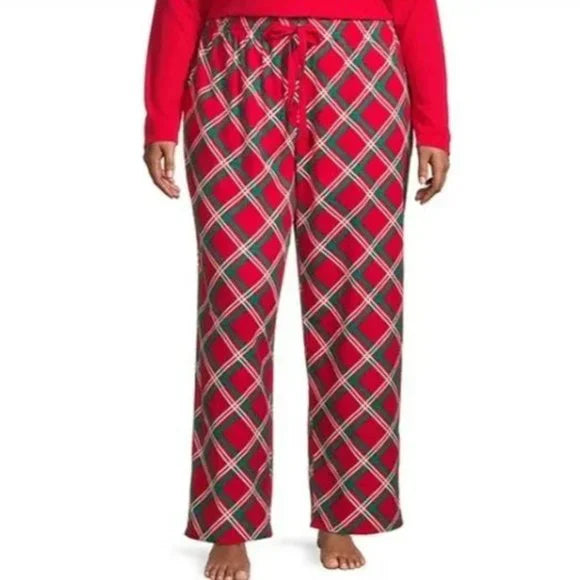 NWT Women's Elastic Waist Sleep Chic Size 1X Plus Flannel Pajama Pants