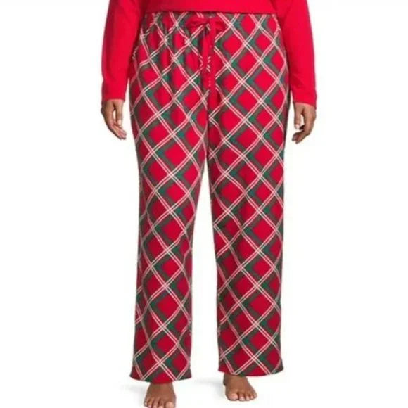 NWT Women's Elastic Waist Sleep Chic Size 1X Plus Flannel Pajama Pants