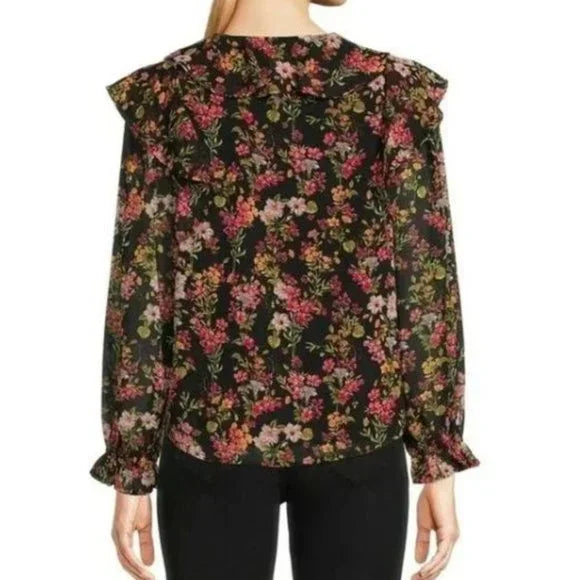 NWT Time and Tru Women's Floral Blouse Top with Ruffles Size XL. Women's Fashion