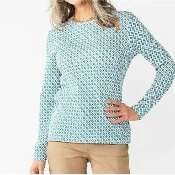 NWT Croft & Barrow Women's Long Sleeve Crew Neck Blouse Top Size XL. Women's Fashion.