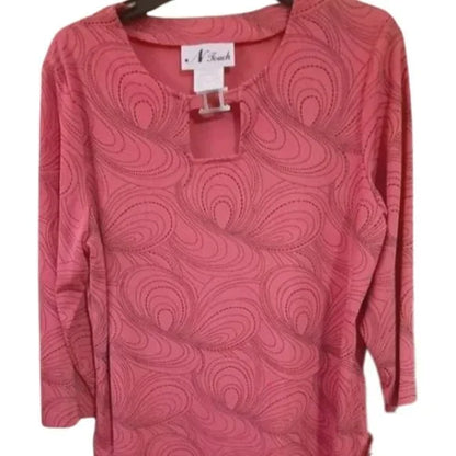 NWT N' Touch Pink Long Sleeve Blouse Top Size Large. Women's Fashion
