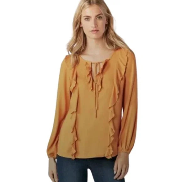 NWT Justfab Dessert Sun Color Ruffle Blouse‎ Size XL