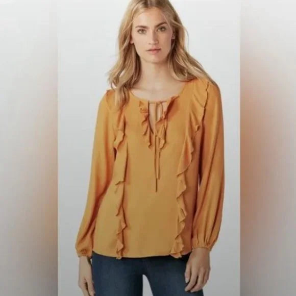 NWT Justfab Dessert Sun Color Ruffle Blouse‎ Size XL