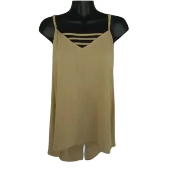 NWT Cecico Collection Women's Satin‎ Sleeveless Tank Taupe Size Medium