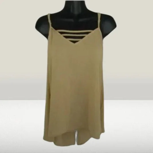 NWT Cecico Collection Women's Satin‎ Sleeveless Tank Taupe Size Medium