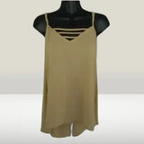 NWT Cecico Collection Women's Satin‎ Sleeveless Tank Taupe Size Medium