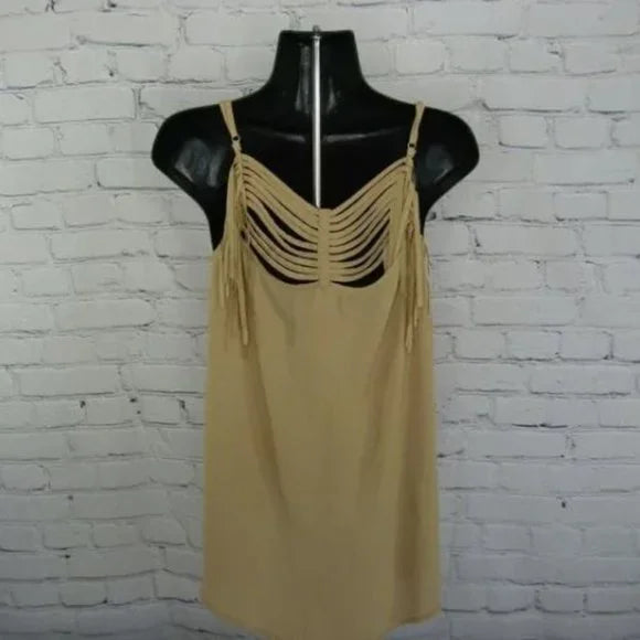 NWT Cecico Collection Women's Satin‎ Sleeveless Tank Taupe Size Medium