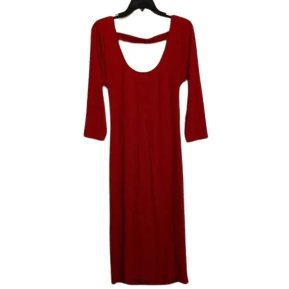 NWT Women’s Shoe Dazzle‎ Ribbed Red Long Sleeve Dress. Size XL.