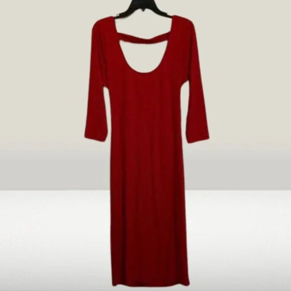 NWT Women’s Shoe Dazzle‎ Ribbed Red Long Sleeve Dress. Size XL.