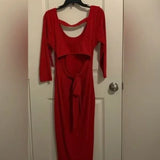 NWT Women’s Shoe Dazzle‎ Ribbed Red Long Sleeve Dress. Size XL.