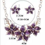 NWT‎ Austrian Flower 🌸 Crystal Necklace Earrings Set. Women's Fashion Jewelry