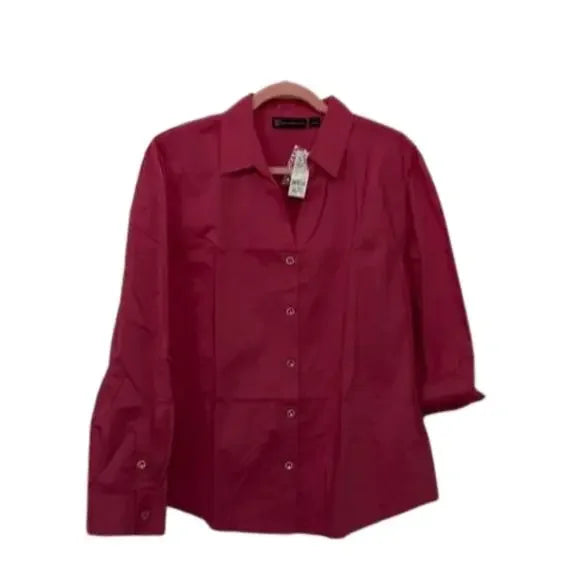 NWT Fuchsia NYCO Oxford blouse Size XL, long sleeve, sleeves can be rolled up as well