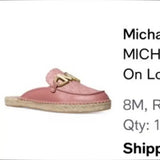 NIB New Michael Kors Izzy Slip-on loafer slide‎ slippers shoes women's 8 rose