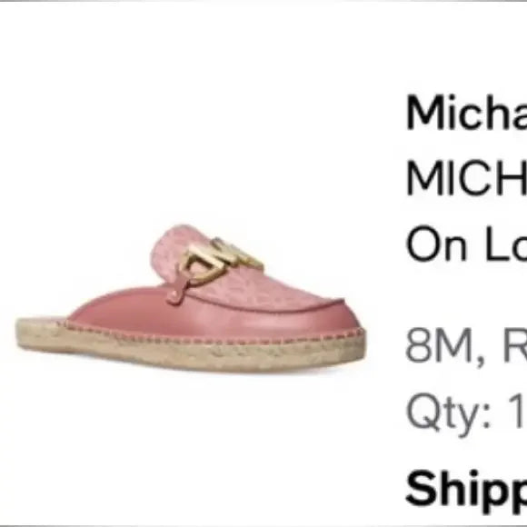 NIB New Michael Kors Izzy Slip-on loafer slide‎ slippers shoes women's 8 rose