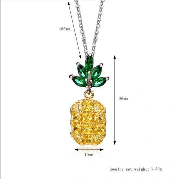 Brand New Pineapple 🍍 Crystal Charm Necklace. Women's Fashion‎ Jewelry