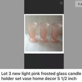 New Bundle‎ of 3 Pink Frosted Candle Holder Vase 🏺 Home Decor Accessories.