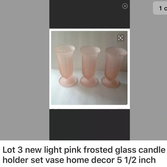 New Bundle‎ of 3 Pink Frosted Candle Holder Vase 🏺 Home Decor Accessories.