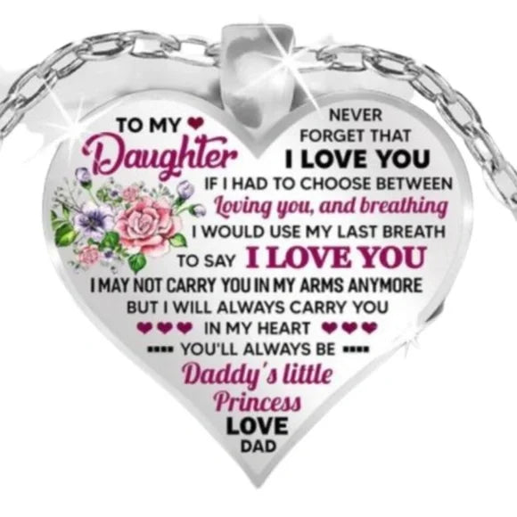 4 pcs New "To My Daughter" Never Forget That Dad Loves You Pendant Necklace