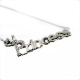 Brand New Silver Letters "Princess" Pendant Necklace with Crown. Fashion Jewelry