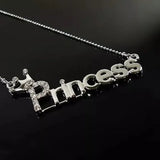 Brand New Silver Letters "Princess" Pendant Necklace with Crown. Fashion Jewelry