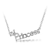 Brand New Silver Letters "Princess" Pendant Necklace with Crown. Fashion Jewelry