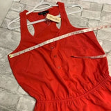 NWT Forever 21 Coral Red Sleeveless Button Front‎ Romper. Size Medium.