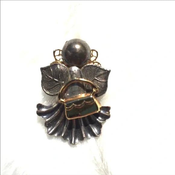 Silver‎ Angel Holding Gold Plated Brooch Pin