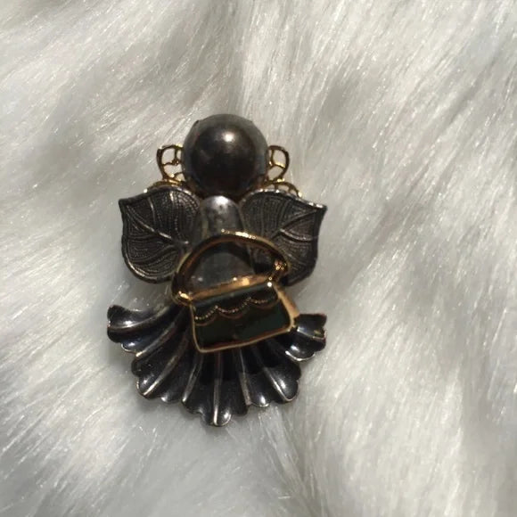 Silver‎ Angel Holding Gold Plated Brooch Pin