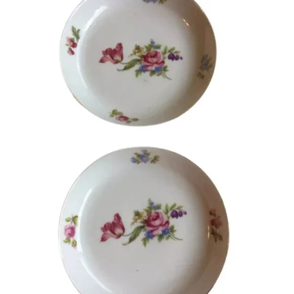 Bundle of 2 Bareuther Waldsassen Saucer with‎ Gold Trim & Floral Design