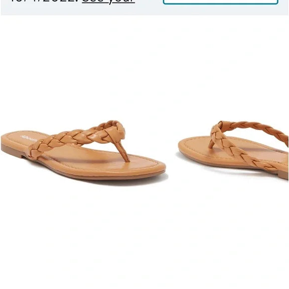 NWT Nordstrom Abound Frannie Braided‎ Thong Sandal size 8M women's tan beige