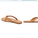 NWT Nordstrom Abound Frannie Braided‎ Thong Sandal size 8M women's tan beige