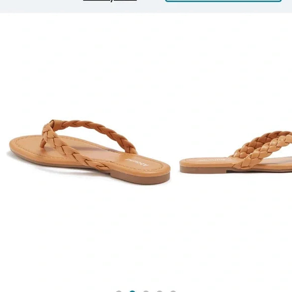 NWT Nordstrom Abound Frannie Braided‎ Thong Sandal size 8M women's tan beige