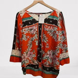 Olive Hill‎ Women’s Red Printed Blouse Top. Size Medium.