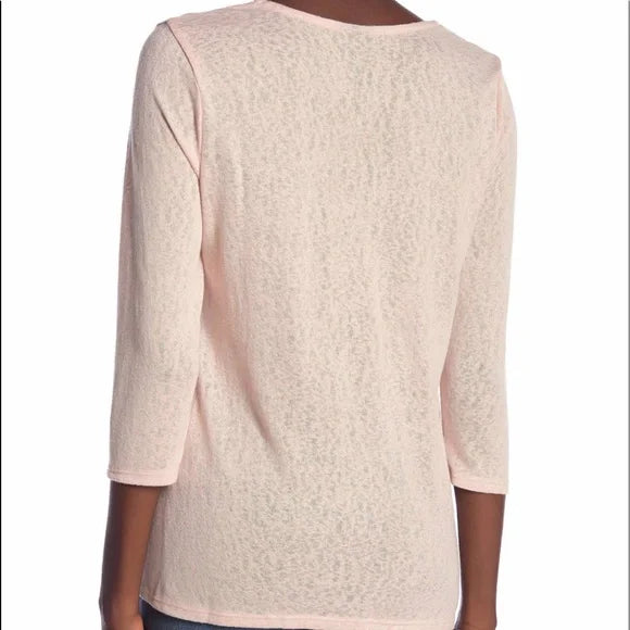 New Bobeau Lace Trim Tan Long‎ Sleeve Top. Size PXL. Women's Fashion