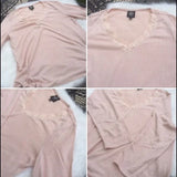 New Bobeau Lace Trim Tan Long‎ Sleeve Top. Size PXL. Women's Fashion