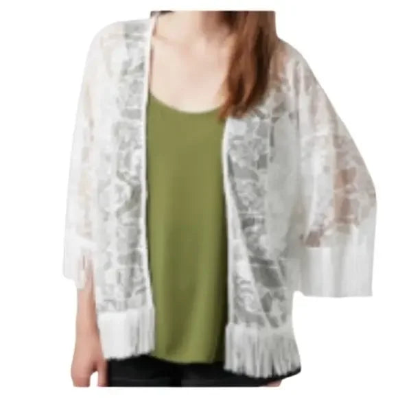 NWT Be‎ You White lace Cardigan. Size Medium. Women's Ladies Fashion.