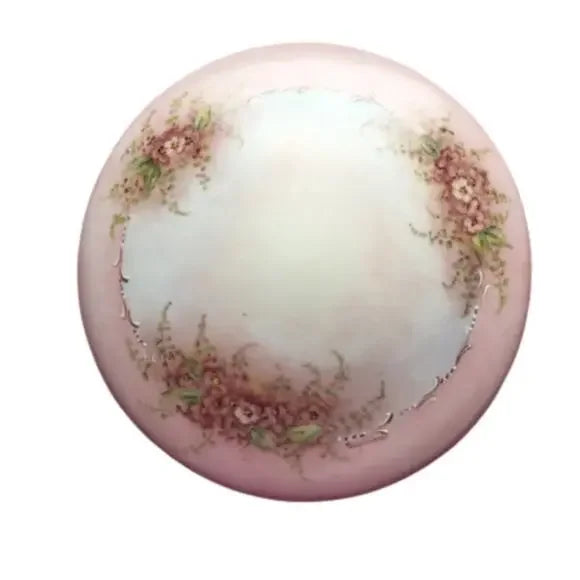 Limoges France Pretty‎ Pink Floral Ceramic Round Decor Box Container